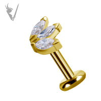 Valkyrie - 18k Gold Internally threaded  end set w/marquise zirconia