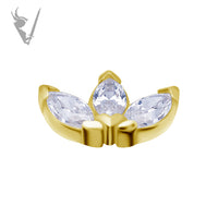 Valkyrie - 18k Gold Internally threaded  end set w/marquise zirconia