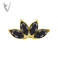Valkyrie - 18k Gold Internally threaded  end set w/marquise zirconia