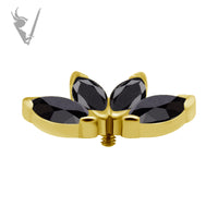 Valkyrie - 18k Gold Internally threaded  end set w/marquise zirconia