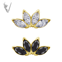 Valkyrie - 18k Gold Internally threaded  end set w/marquise zirconia