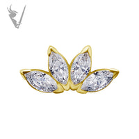 Valkyrie - 18k Gold Internally threaded  end set w/marquise zirconia