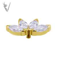 Valkyrie - 18k Gold Internally threaded  end set w/marquise zirconia