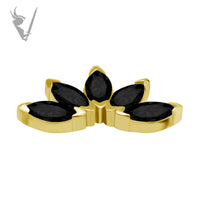 Valkyrie - 18k Gold 5 fan marquise Internally threaded  end set w/zirconia