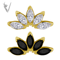 Valkyrie - 18k Gold 5 fan marquise Internally threaded  end set w/zirconia