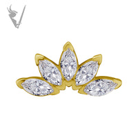 Valkyrie - 18k Gold 5 fan marquise Internally threaded  end set w/zirconia