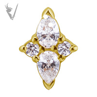 Valkyrie - 18k Gold Internally threaded  end set w/pear shaped zirconia