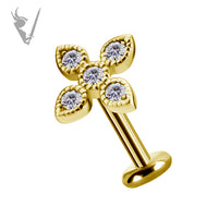 Valkyrie - 18k Gold Internally threaded  end set w/ zirconia