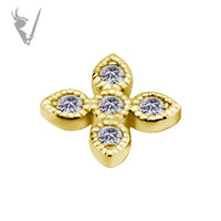 Valkyrie - 18k Gold Internally threaded  end set w/ zirconia