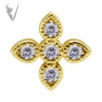 Valkyrie - 18k Gold Internally threaded  end set w/ zirconia