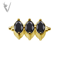 Valkyrie - 18k Gold Internally threaded  end set w/ Marquise Zirconia