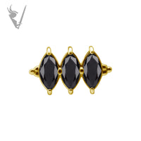 Valkyrie - 18k Gold Internally threaded  end set w/ Marquise Zirconia