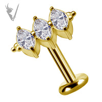 Valkyrie - 18k Gold Internally threaded  end set w/ Marquise zirconia