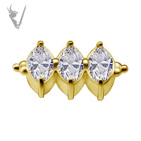 Valkyrie - 18k Gold Internally threaded  end set w/ Marquise zirconia