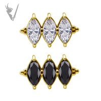 Valkyrie - 18k Gold Internally threaded  end set w/ Marquise Zirconia