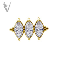 Valkyrie - 18k Gold Internally threaded  end set w/ Marquise zirconia
