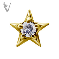 Valkyrie - 18k Gold Internally threaded  star end set w/ zirconia