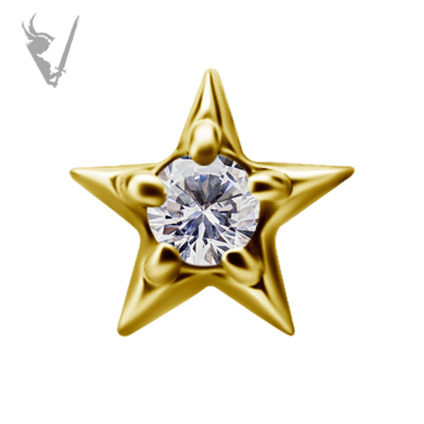 Valkyrie - 18k Gold Internally threaded  star end set w/ zirconia