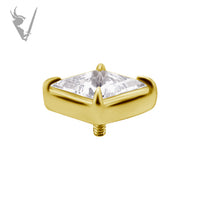 Valkyrie - 18k Gold Internally threaded  end set w/ triangle zirconia