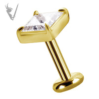 Valkyrie - 18k Gold Internally threaded  end set w/ triangle zirconia