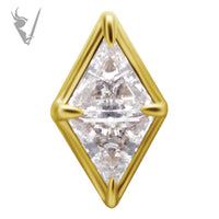 Valkyrie - 18k Gold Internally threaded  end set w/ triangle zirconia