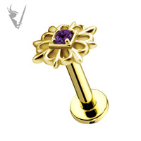 Valkyrie - 18k Gold Medusa Internally threaded  end set w/genuine dark amethyst