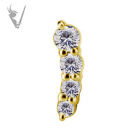 Valkyrie - 18k Gold Internally threaded  end set w/zirconia