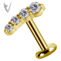 Valkyrie - 18k Gold Internally threaded  end set w/zirconia