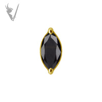 Valkyrie - 18k Gold marquise Internally threaded  end set w/zirconia