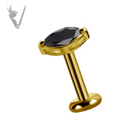 Valkyrie - 18k Gold marquise Internally threaded  end set w/zirconia