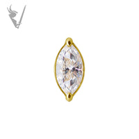 Valkyrie - 18k Gold marquise Internally threaded  end set w/zirconia