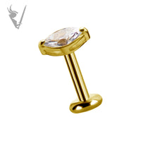 Valkyrie - 18k Gold marquise Internally threaded  end set w/zirconia