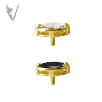 Valkyrie - 18k Gold marquise Internally threaded  end set w/zirconia