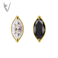 Valkyrie - 18k Gold marquise Internally threaded  end set w/zirconia