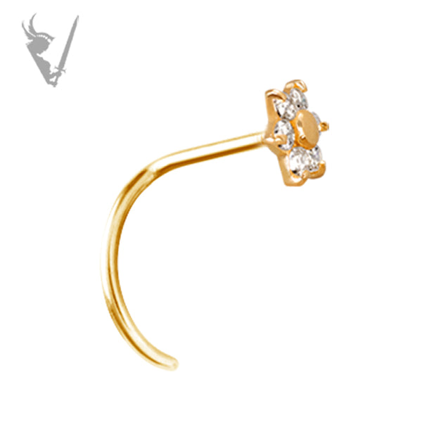 Valkyrie - 18k gold jeweled flower nose screw
