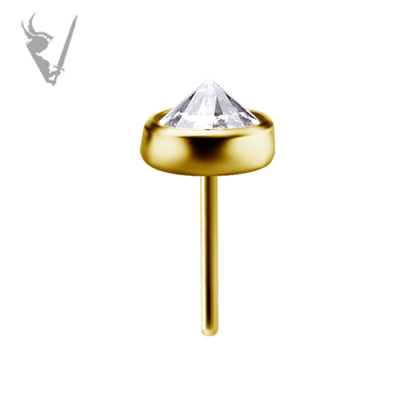 Valkyrie - 18k gold threadless attachment set w/ inverted zirconia