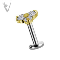 Valkyrie - 18kt Gold Threadless trinity end set with Swarovski Zirconia