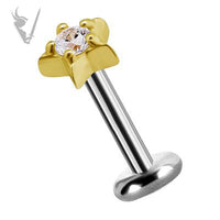 Valkyrie - 18k Gold Threadless micro star end set with Premium Zirconia