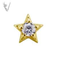 Valkyrie - 18k Gold Threadless micro star end set with Premium Zirconia