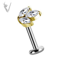 Valkyrie - 18kt Gold Threadless 3 fan marquise end with Swarovski Zirconia