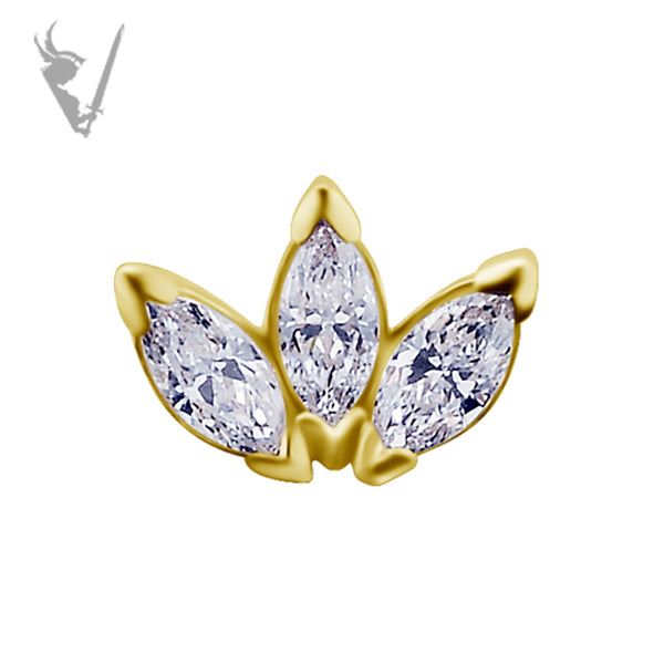 Valkyrie - 18kt Gold Threadless 3 fan marquise end with Premium Zirconia