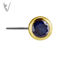 Valkyrie - 18k Gold and tianium threadless nipple barbells w/genuine diffusion sapphire
