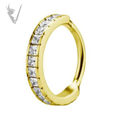 Valkyrie - Gold PVD Hinged clicker ring set with square cubic zirconia
