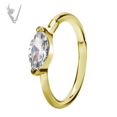 Valkyrie - Gold PVD Stainless steel Hinged conch ring. Set w.marquise cubic zirconia