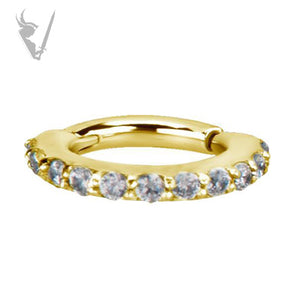 Valkyrie - Gold PVD Stainless steel Hinged clicker ring. Set w. cubic zirconia