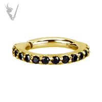 Valkyrie - Gold PVD Stainless steel Hinged clicker ring. Set w. cubic zirconia
