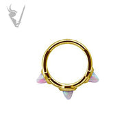 Valkyrie - Gold PVD Stainless steel hinged clicker with lab created opal spikes