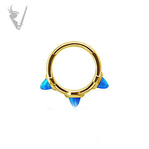 Valkyrie - Gold PVD Stainless steel hinged clicker with lab created opal spikes