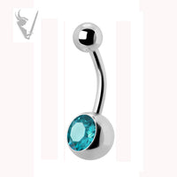 Valkyrie - Stainless steel single jeweled navel barbells (ext threads)
