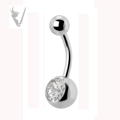 Valkyrie - Stainless steel single jeweled navel barbells (ext threads)